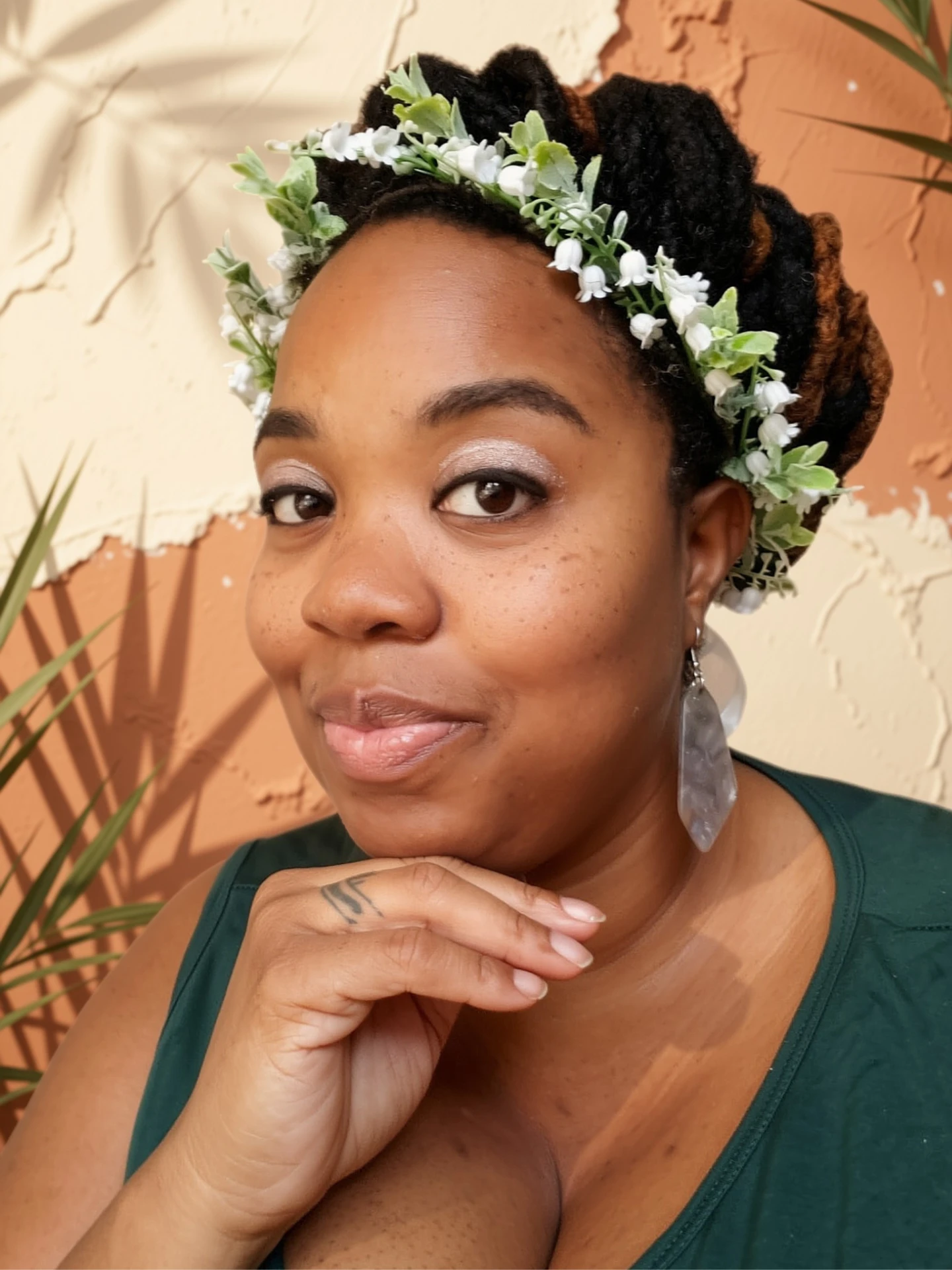 Rashida McCoy wearing a floral crown